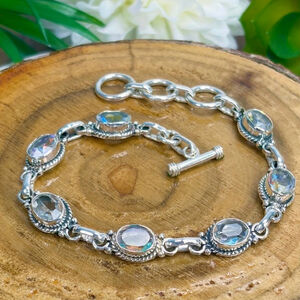Boho Southwest Mystic Topaz Bracelet Boho Vintage Handmade New 925